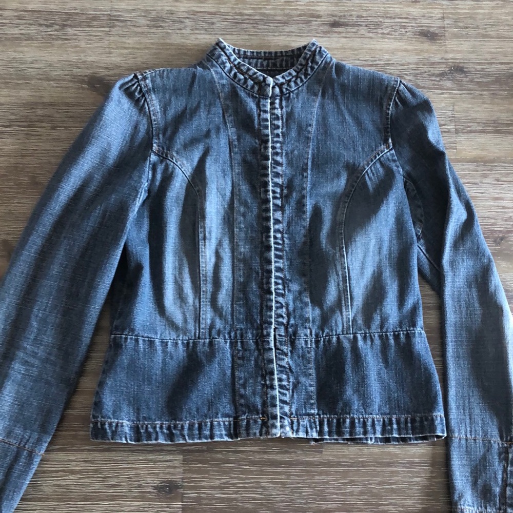 INC vintage look denim jacket with detailing
